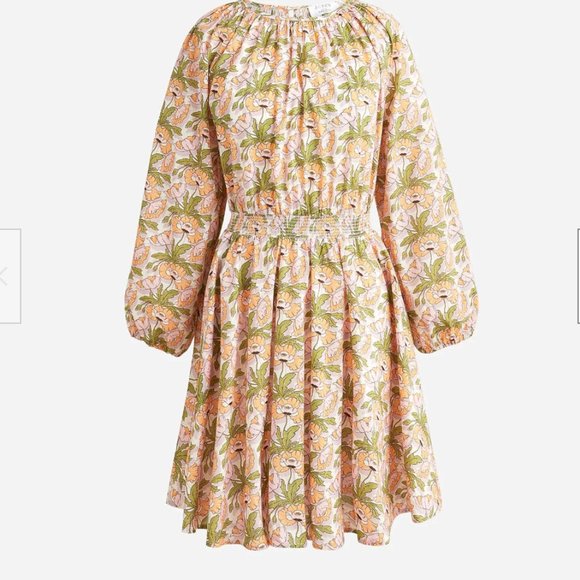 J Crew Liberty London Butterfield Poppy Smocked Waist Dress Prairie Cottagecore - Picture 2 of 13